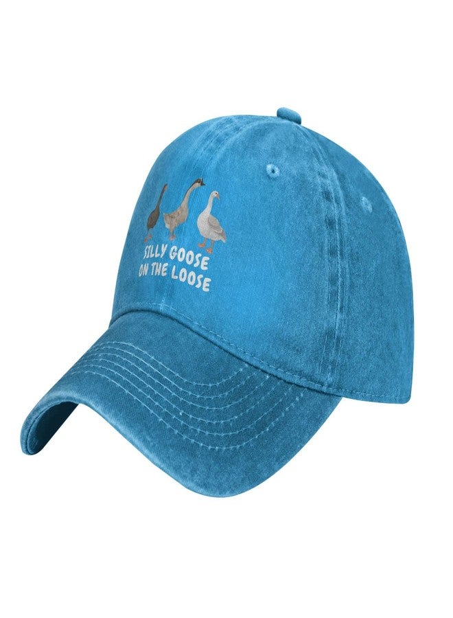 Sefgaen Funny Goose Hat Silly Goose On The Loose Hat for Women Dad Hat Vintage Cap Blue - Image 2